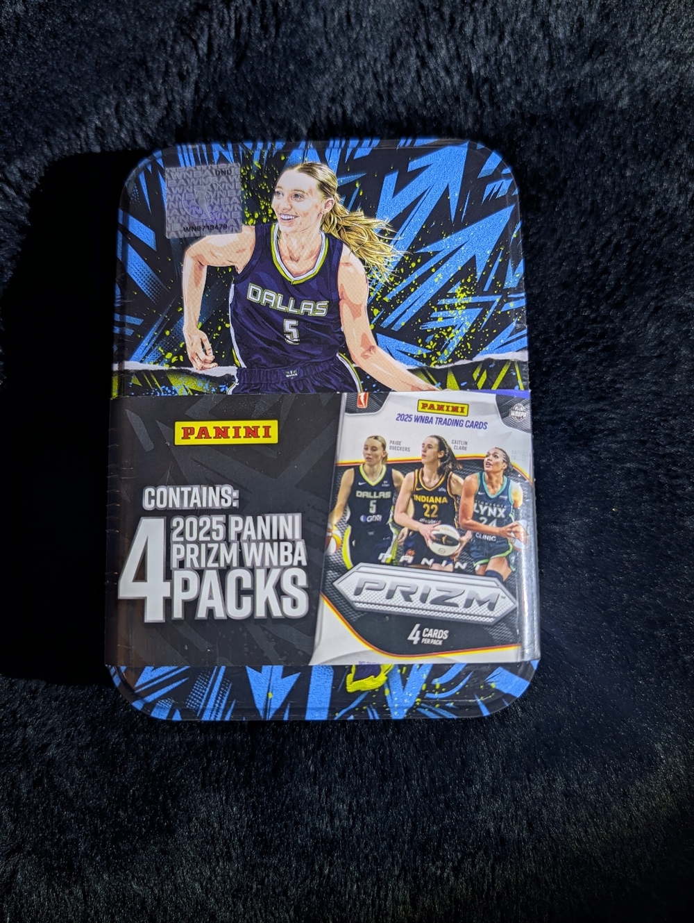 Paige Bueckers Collectible Tin- 2025 WNBA Panini Prizm Packs (4) Brand New-RARE